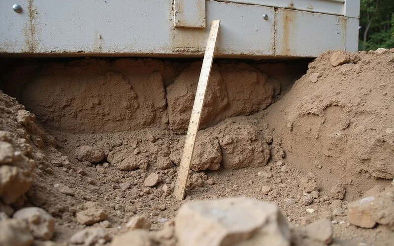 Cutaway view of layered soil beneath a residential foundation showing fill over finer material over till