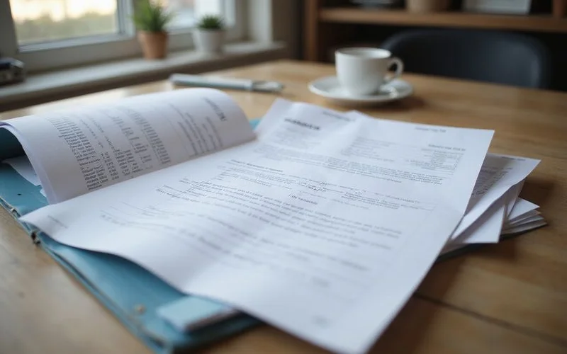 Folder of project documents including permits, engineering pages, and a warranty certificate