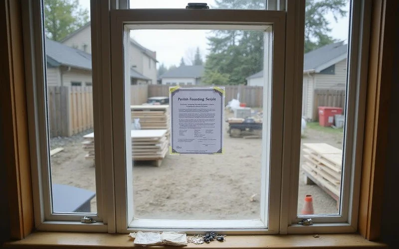 Permit placard posted at a Seattle residential property during foundation work