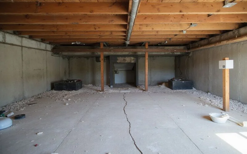 Small targeted crawl space repair with new posts and pads beneath a single girder section