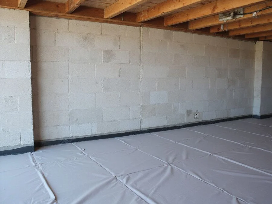 Liner sealed and mechanically fastened along a concrete foundation wall with a termination strip